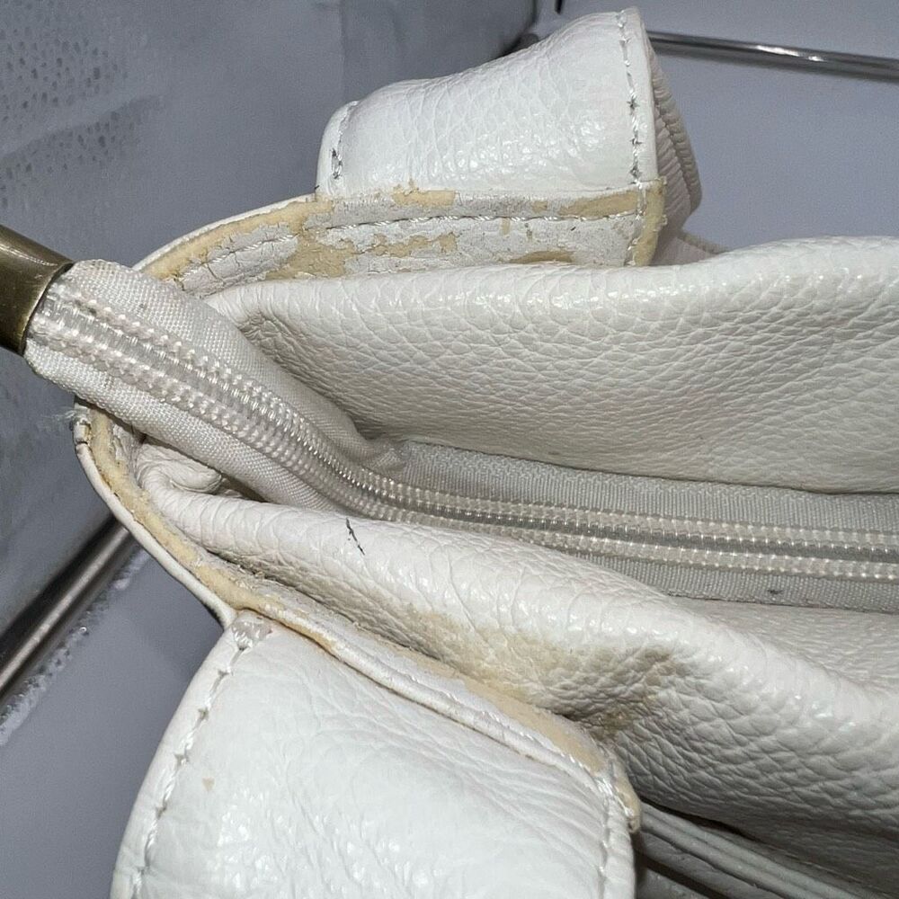 Vera Pelle Vintage White Leather Shoulder **See  description and pics - Picture 8 of 13
